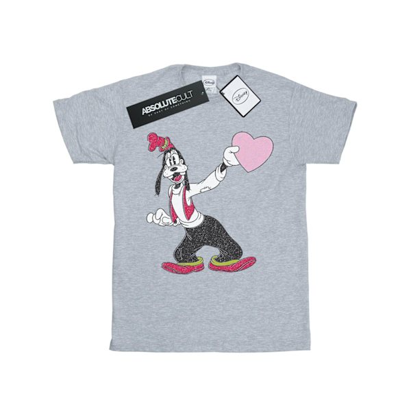Disney Dam/Damer Goofy Love Heart Bomull Boyfriend T-shirt Sports Grey M
