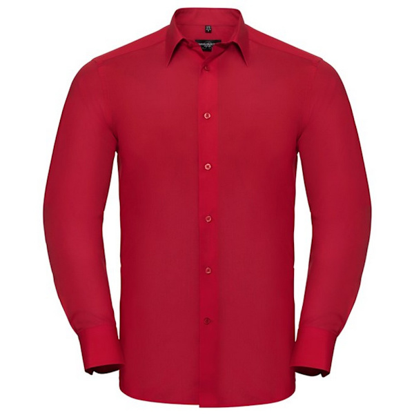 Russell Collection Herr Polycotton Lätt-Skötsel Långärmad Forma Classic Red 4XL