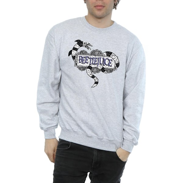 Beetlejuice Sandworm Logo Sweatshirt L Sports Grey för män Sports Grey L