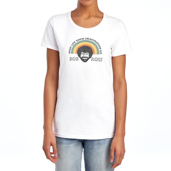 Bob Ross Dam Just Let Your Imagination Go Rainbow-passform White XL