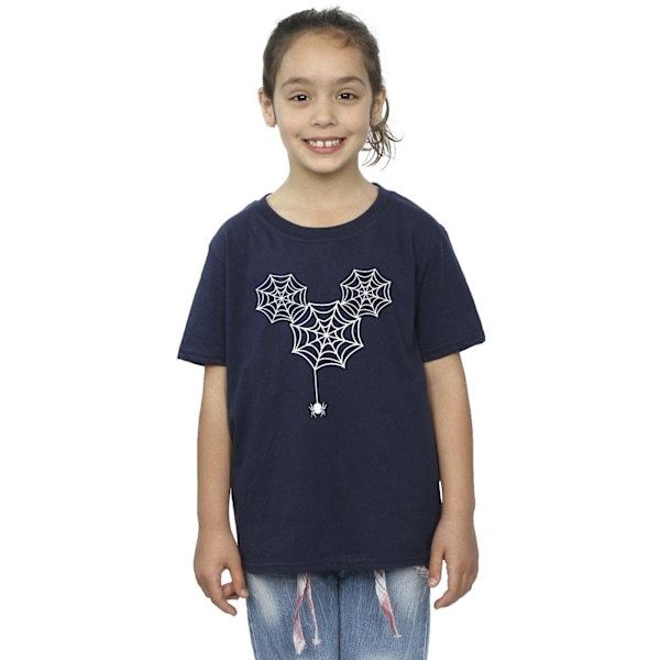 Disney Girls Mickey Mouse Spider Web Head Bomull T-shirt 9-11 år Navy Blue 9-11 Years