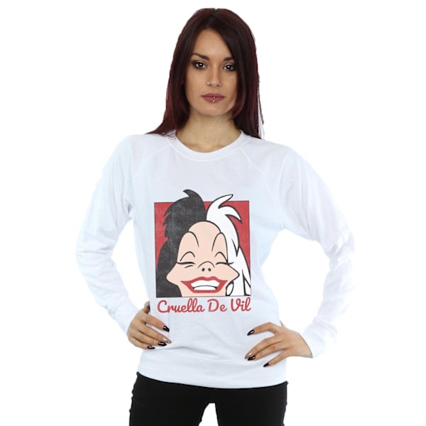 Disney Dam/Kvinnor Cruella De Vil Cropped Head Sweatshirt XL White XL