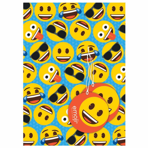 Emoji-presentpappersark (paket med 4) En one size gul/blå Yellow/Blue One Size