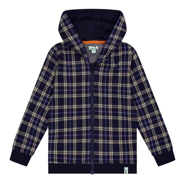 Lilly & Sid Barn/Barn Rutig Hoodie 4-5 År Marinblå Navy 4-5 Years