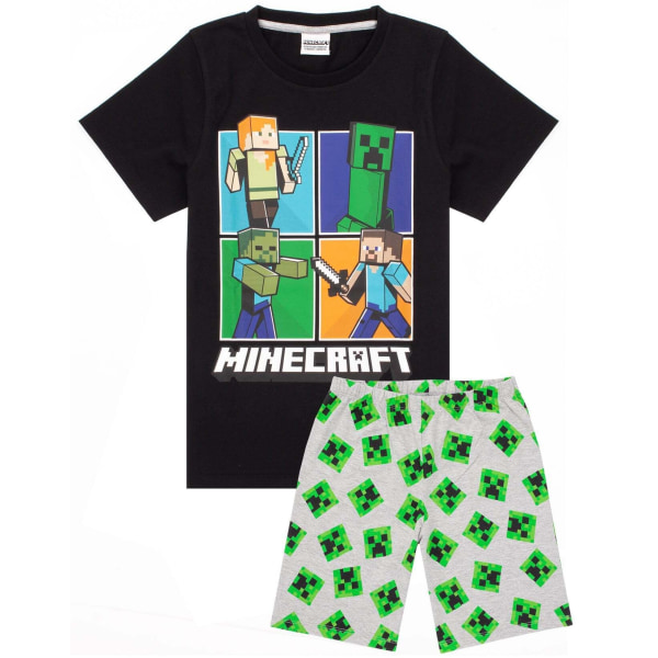 Minecraft Boys Short Pyjamas Set 5-6 Years Black/Heather Grey/Gr Black/Heather Grey/Green 5-6 Years