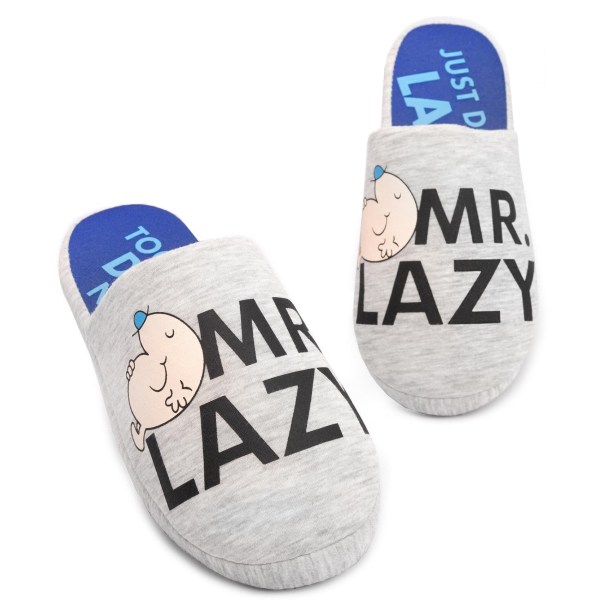 Mr Men Mens Mr Lazy Slippers 11 UK-12 UK Grå/Svart/Blå Grey/Black/Blue 11 UK-12 UK