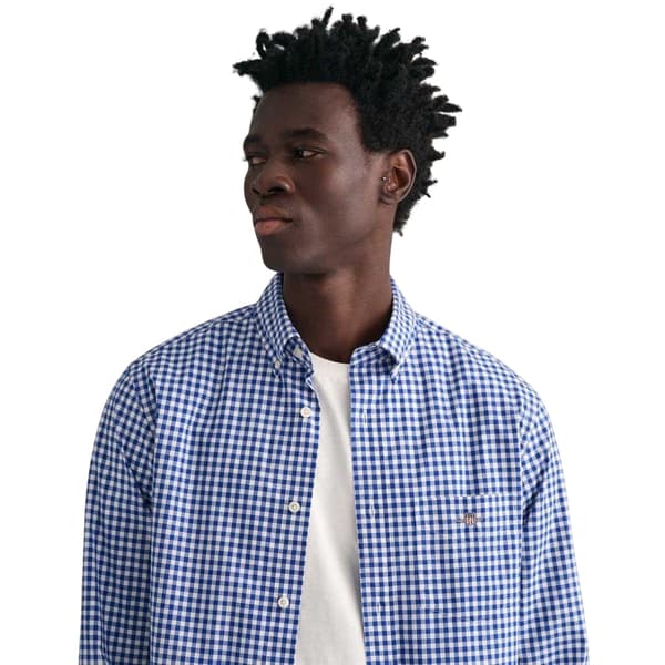 Gant Herrskjorta Gingham Regular S Mellanblå Mid Blue S