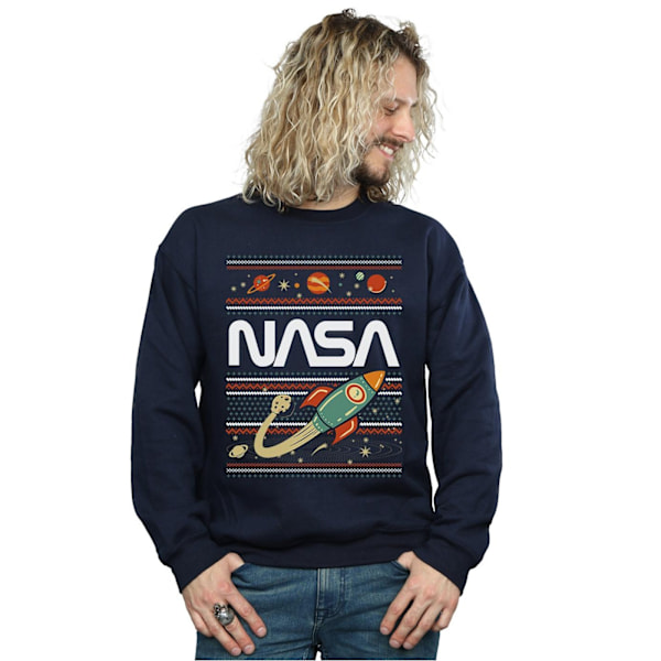 NASA Fair Isle Sweatshirt 5XL Marinblå Navy Blue 5XL