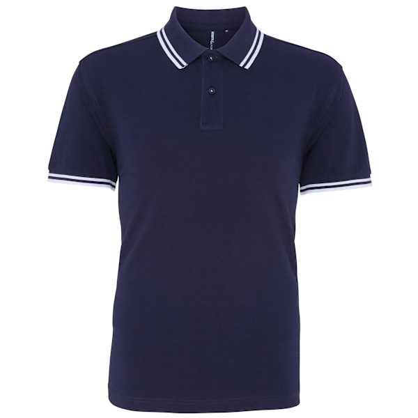 Asquith & Fox Klassisk polotröja med tippad krage, marinblå/vit, storlek 2XL Navy/ White 2XL