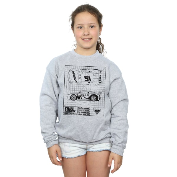 Disney Girls Cars Cruz Ramirez Blueprint Sweatshirt 7-8 år S Sports Grey 7-8 Years