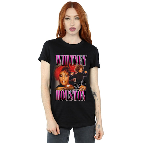 Whitney Houston Dam/Kvinnor Signatur Homage Bomull Boyfriend Black XXL