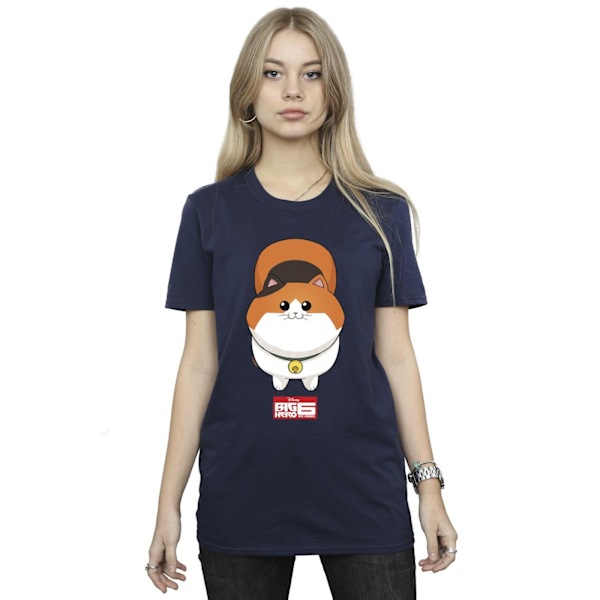Disney Dam/Kvinnor Big Hero 6 Baymax Kitten Face Bomull Boyfriend T-Shirt Navy Blue S