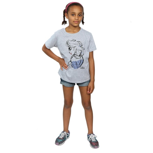Frozen Elsa Sketch T-shirt för flickor 9-11 år Sports Grey Sports Grey 9-11 Years