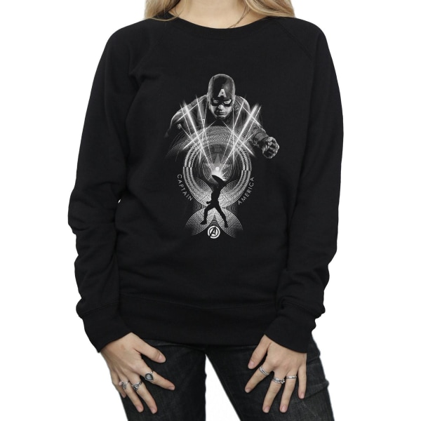 Marvel Womens/Ladies Captain America Circle Sweatshirt S Svart Black S