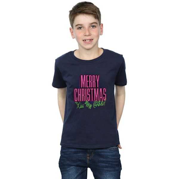 National Lampoon's Christmas Vacation Boys Kiss My Ass T-Shirt Navy Blue 5-6 Years