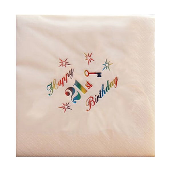 NPK 21st Birthday Foil Printed Servetter (Förpackning om 15) En Storlek Vit White One Size