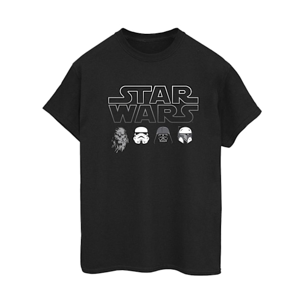 Star Wars Dam/Damer Karaktärhuvuden Bomull Boyfriend T-Shir Black 4XL