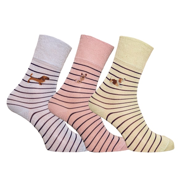 Simply Essentials Dam/Damstrumpor i Bambu Utan Resår (3-pack) Green/Pink/Blue 4-7 UK