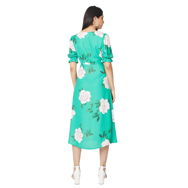 Dorothy Perkins Dam/Dam Floral Button Through Midi Klänning Green 12 UK