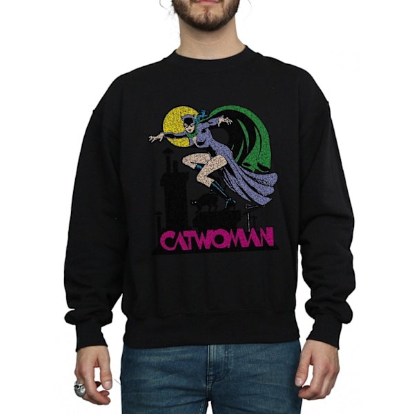 DC Comics Herr Catwoman Crackle Logo Sweatshirt S Svart Black S