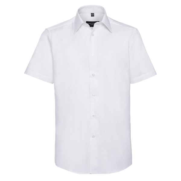 Russell Collection Herr Plain Oxford Easy-Care Kortärmad Skjorta White 16.5in