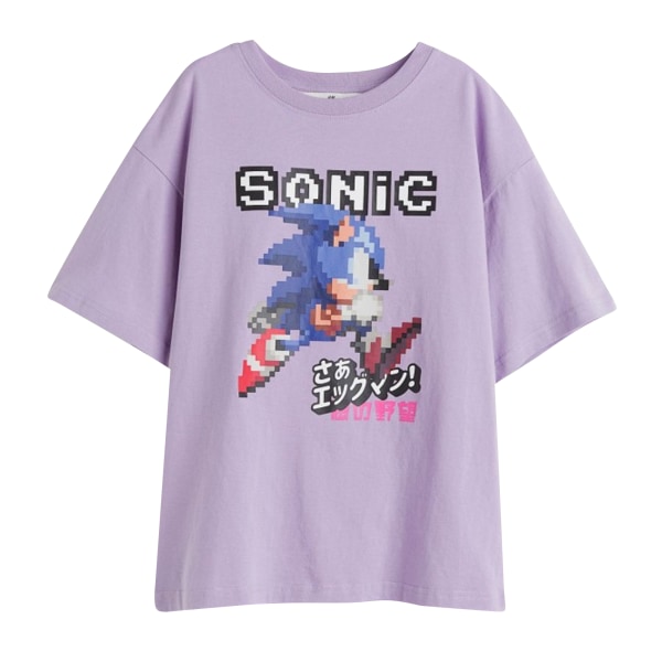 Sonic The Hedgehog Broderad T-shirt för kvinnor/damer S Lavendel Lavender S