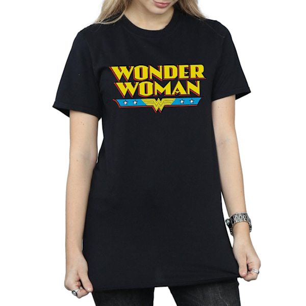 DC Comics Dam/Kvinnor Wonder Woman Text Logo Bomull Boyfriend Black XXL