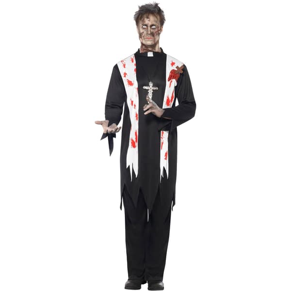 Smiffys Herr Zombie Präst Kostym M Svart/Vit Black/White M