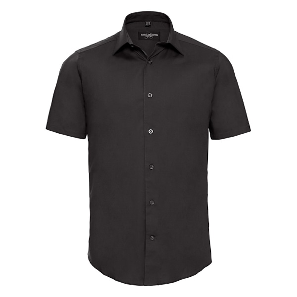 Russell Collection Herrar Easy-Care Fitted Kortärmad Skjorta 18 Black 18in
