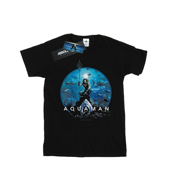 DC Comics Girls Aquaman Circle Poster Bomull T-shirt 9-11 år Black 9-11 Years