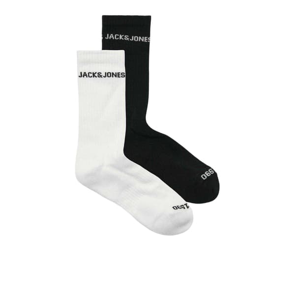 Jack And Jones Herr Basic Logo Crew Strumpor (2-pack) En Storlek Black/White One Size