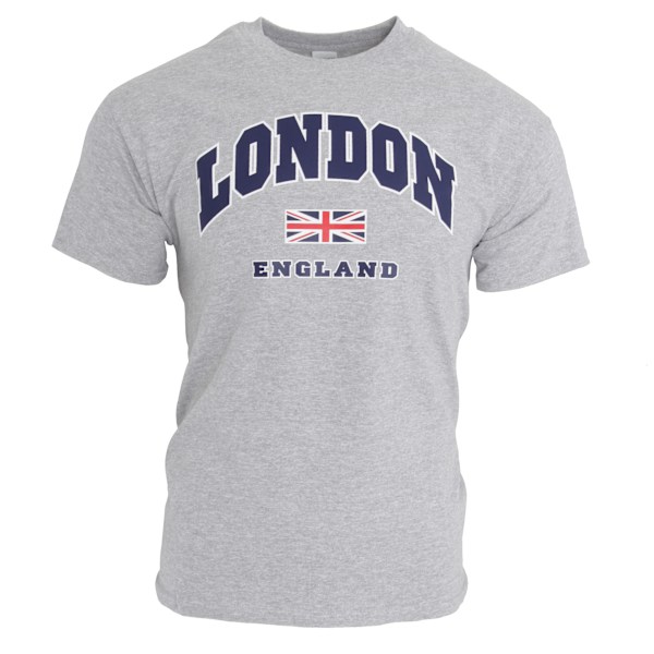 Herr London England Print 100% Bomull Kortärmad Casual T-shirt Sports Grey S - 34inch - 36inch