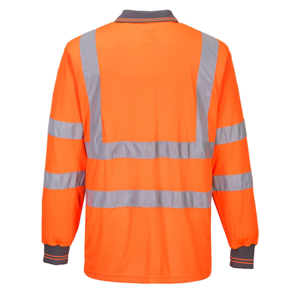 Portwest Herr Hi-Vis Långärmad Säkerhets Polotröja S Orange Orange S