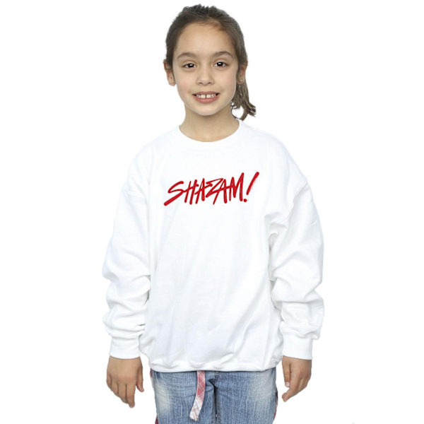 DC Comics Girls Shazam Fury Of The Gods Spray Paint Logo Sweatshirt White 3-4 Years