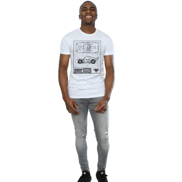 Bilar Herr Lightning McQueen Ritning Bomulls T-Shirt L Vit White L