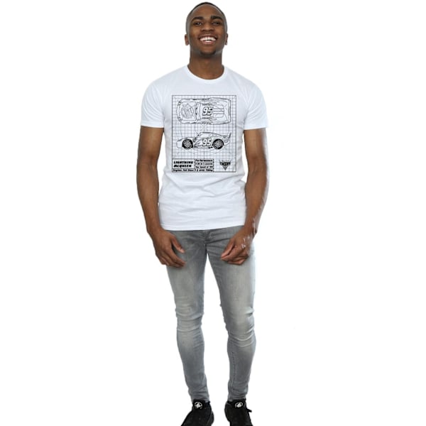 Cars Herr Blixten McQueen Blueprint Bomull T-shirt XL Vit White XL