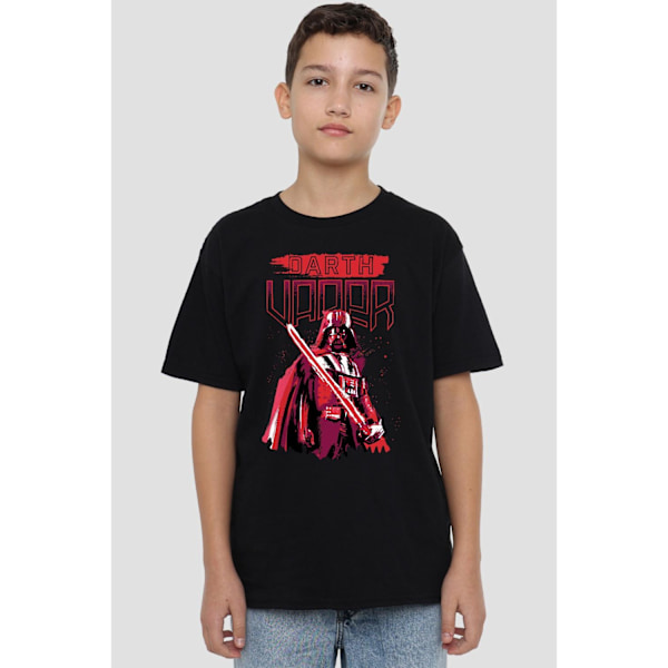 Star Wars Barn/Kids Darth Vader Målad T-shirt 7-8 År Black 7-8 Years