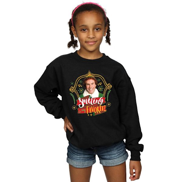 Elf Girls Buddy Smiling Sweatshirt 9-11 år Svart Black 9-11 Years