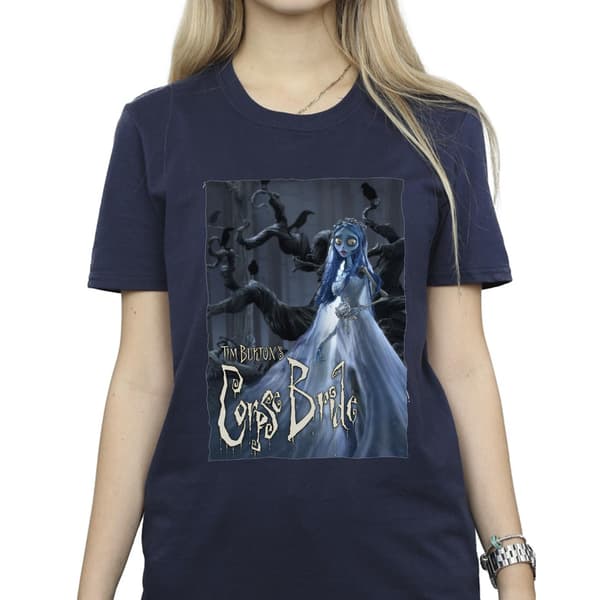 Corpse Bride Dam/Dam Bröllopsklänning Affisch Bomull Boyfriend Navy Blue 5XL