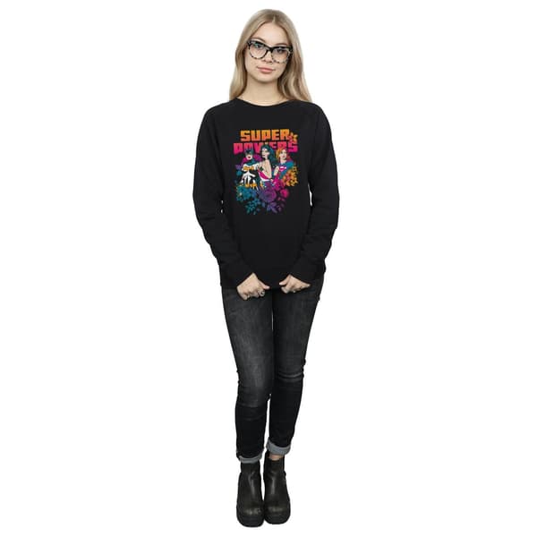 DC Comics Dam/Kvinnor Super Powers Neon Blommig Sweatshirt M B Black M