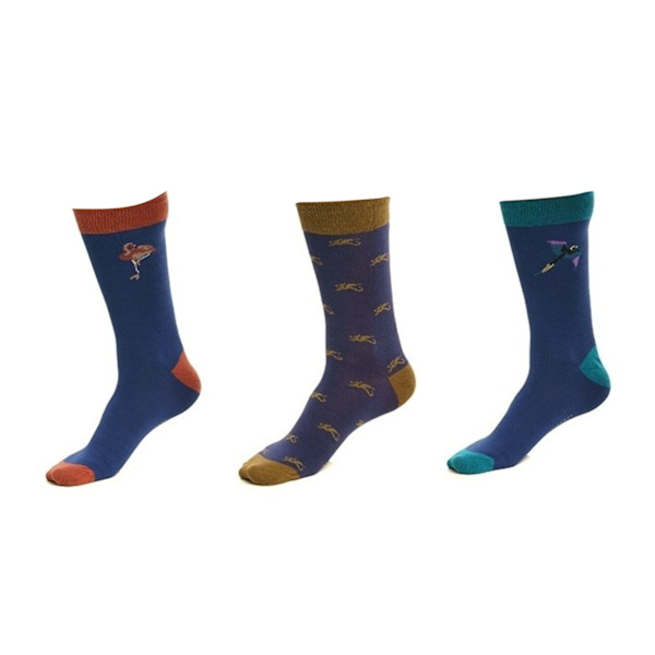Laurence Llewelyn-Bowen herrstrumpor med djurmotiv (3-pack) M blå Blue M