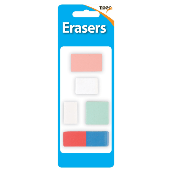 Tiger Stationery Assorted Designs Eraser (pack med 5) One Size M Multicoloured One Size