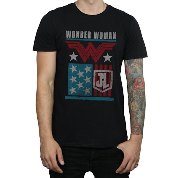 DC Comics Justice League Movie Wonder Woman Flag T-Shirt X Black XL