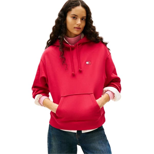 Tommy Jeans Dam/Dam Badge Relaxed Fit Hoodie 10 UK Ruby R Ruby Red 10 ...