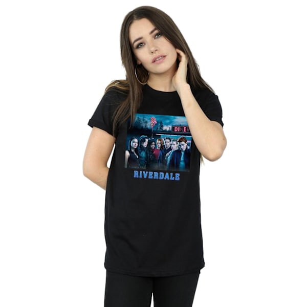 Riverdale Dam/Damer Diner Poster Bomull Boyfriend T-shirt 3 Black 3XL