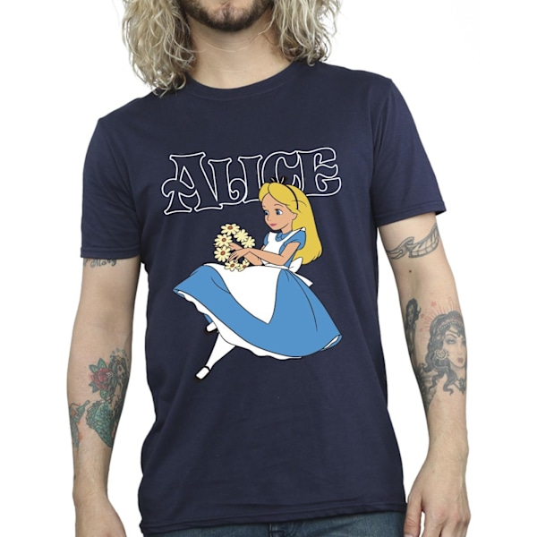 Disney Herr Alice In Wonderland Blommor T-shirt 4XL Marinblå Navy Blue 4XL