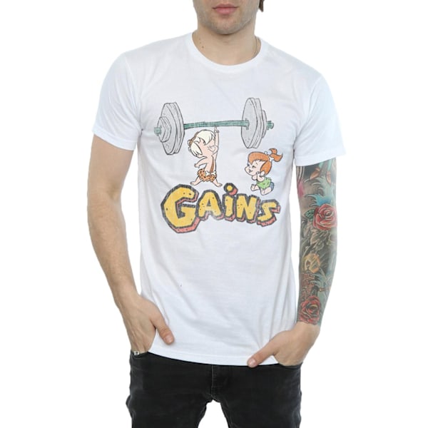 The Flintstones Mens Bam Bam Gains Distressed T-Shirt L Vit White L