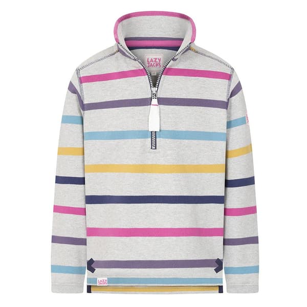 Lazy Jacks Barn/Barn Randig Quarter Zip Tröja 5-6 År Grey Marl 5-6 Years