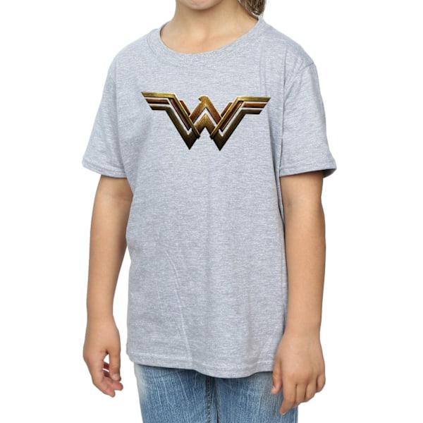 Wonder Woman Girls Logo Bomull T-shirt 7-8 år Sports Grey Sports Grey 7-8 Years