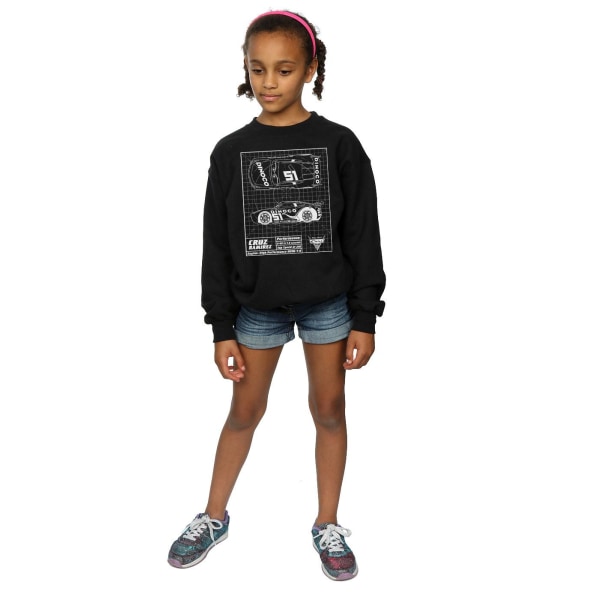 Disney Girls Cars Cruz Ramirez Blueprint Sweatshirt 7-8 år B Black 7-8 Years